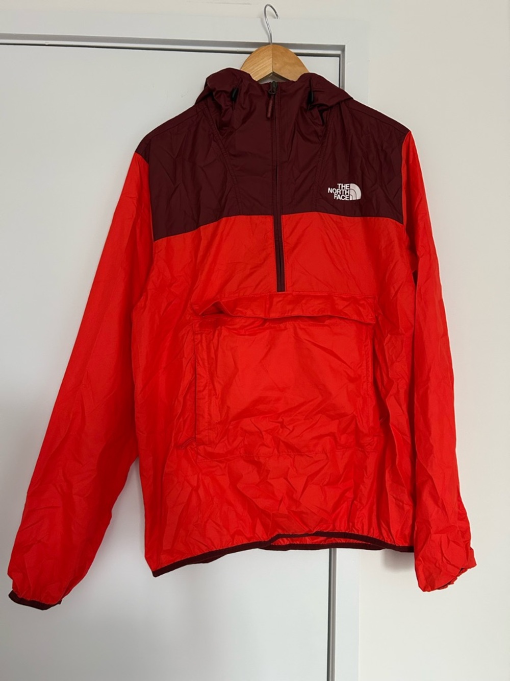 The North Face Red and Dark Maroon Pullover Windbreaker Stowable Medium
